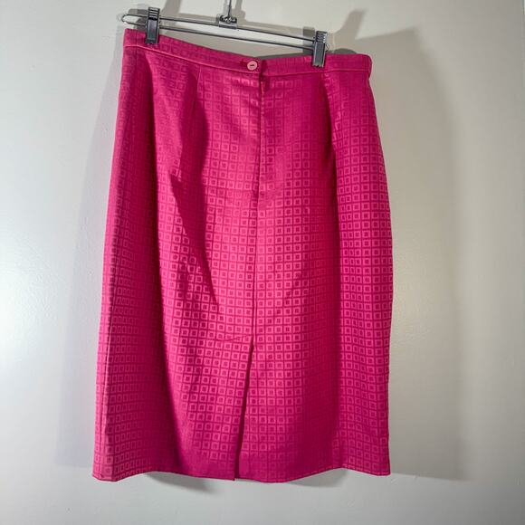 Italian Hot Pink Jacquard Skirt Suit Power Blazer & Pencil Skirt Barbiecore - Picture 11 of 13
